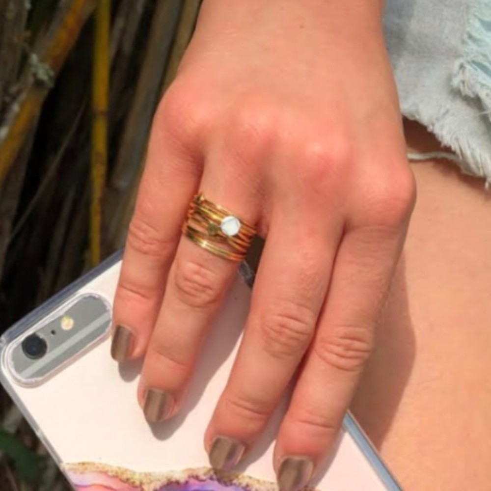 Marble Gold Band Stackable Rings (8)